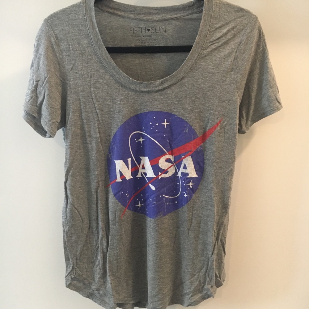 NASA distressed short-sleeve top